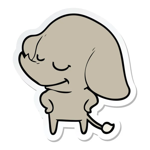 Pegatina de un elefante sonriente de dibujos animados — Archivo Imágenes Vectoriales