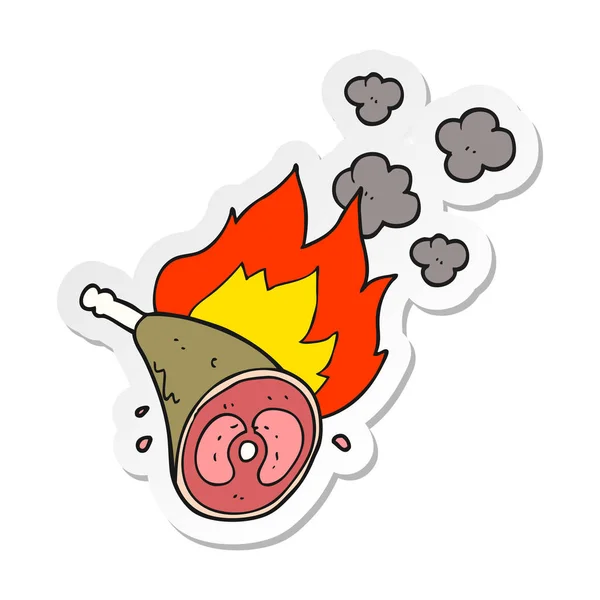 Sticker Cartoon Cooking Meat — Stock Vector