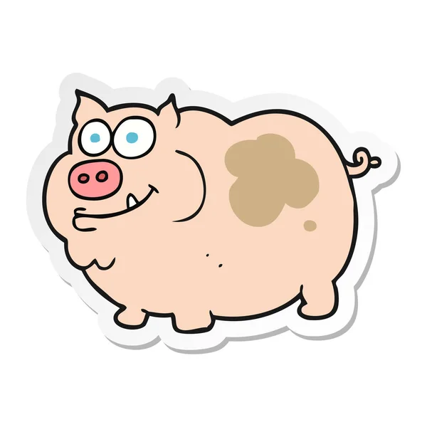 Sticker of a cartoon pig — Stock Vector