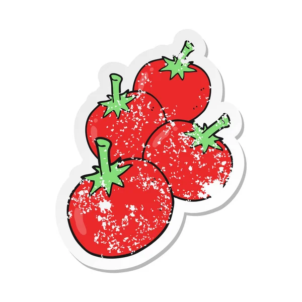 Retro Distressed Sticker Cartoon Tomato — Stock Vector