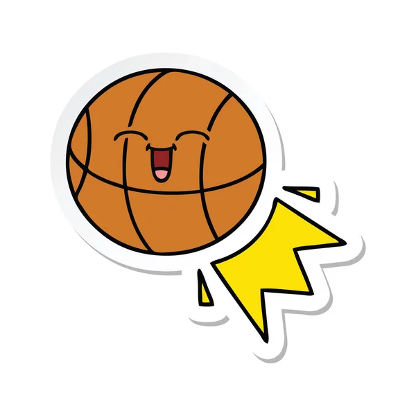 Sticker of a cute cartoon basketball — Stock Vector