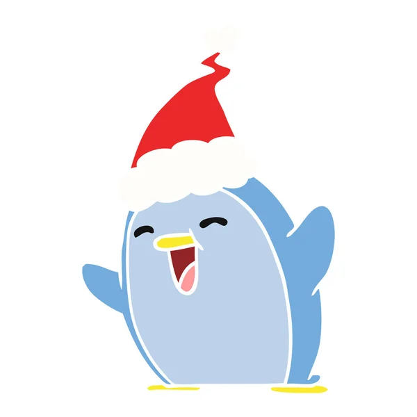 Dessin Animé Noël Dessiné Main Pingouin Kawaii — Image vectorielle