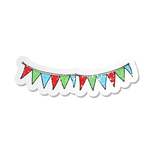 Retro Noodlijdende Sticker Van Een Cartoon Bunting Vlaggen — Stockvector