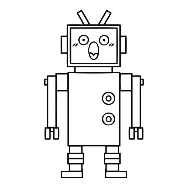 Dibujo Línea Dibujos Animados Robot — Vector de stock