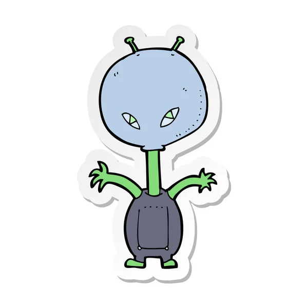 Aufkleber eines Cartoon Space Alien — Stockvektor