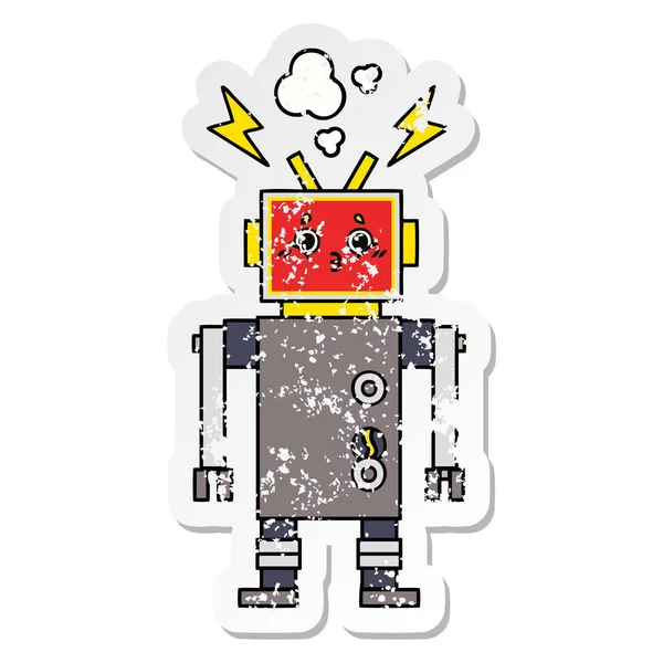 Aufkleber eines niedlichen Cartoon-Roboters — Stockvektor