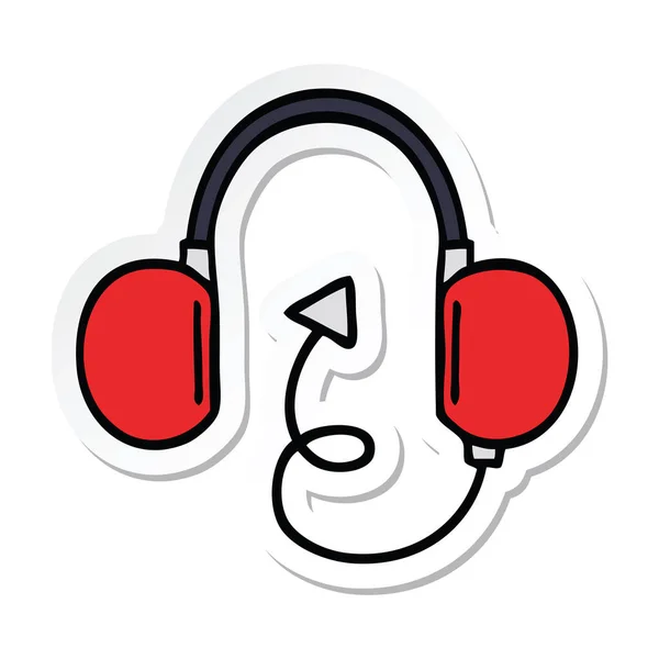 Pegatina Lindo Dibujos Animados Auriculares Retro — Vector de stock