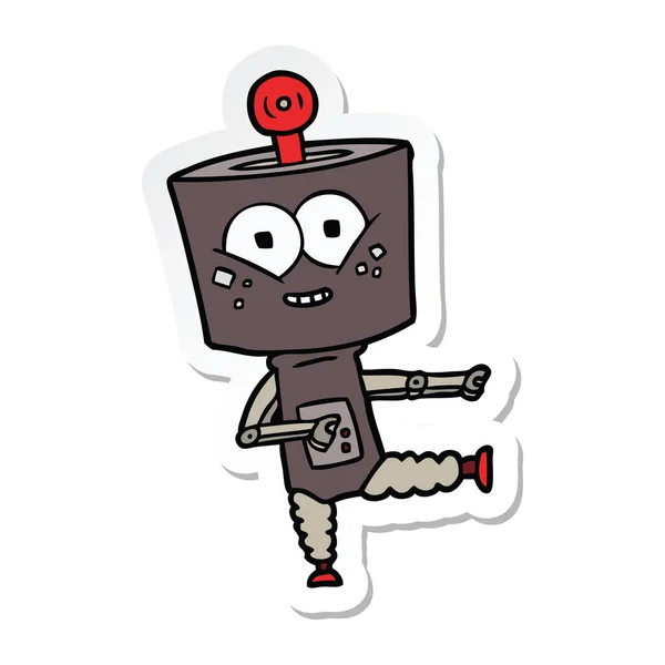 一个快乐的卡通机器人跳舞贴纸 — 图库矢量图片