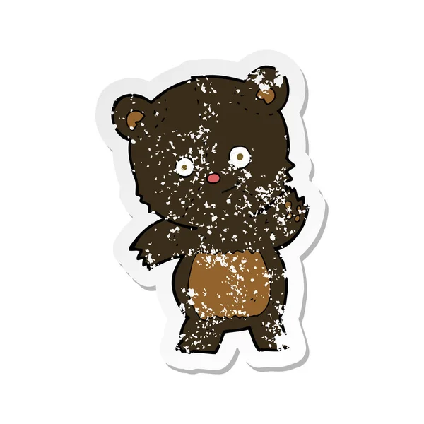 Наклейка Милую Карикатуру Черного Медведя — стоковый вектор