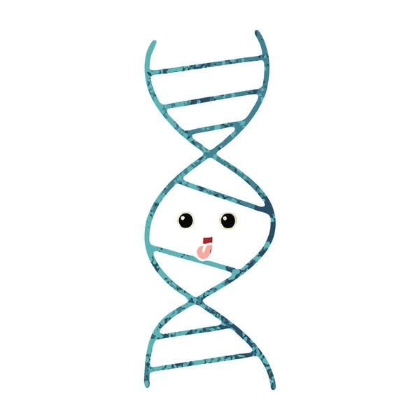 Desenho Animado Estilo Ilustração Retro Uma Cadeia Dna — Vetor de Stock