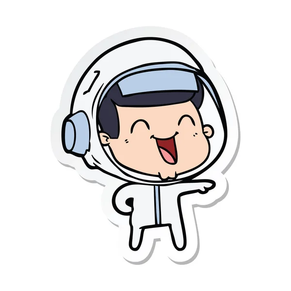 Sticker Happy Cartoon Astronaut — Stock Vector