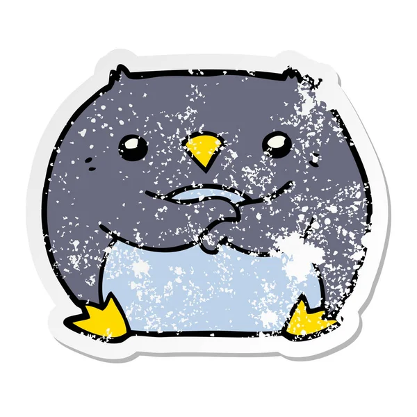 Distressed Sticker Cartoon Penguin — Stock Vector