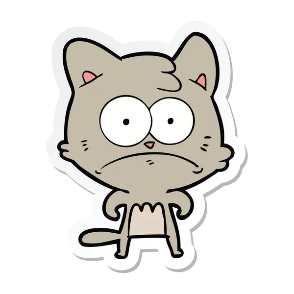 Sticker van een cartoon nerveus kat — Stockvector