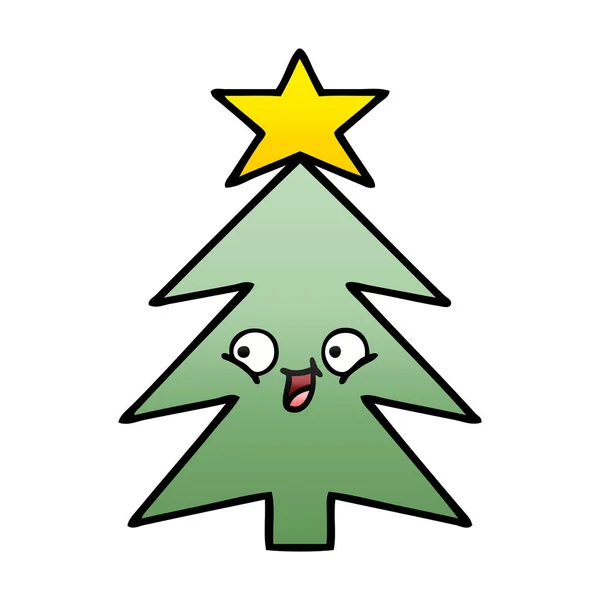Gefälle schattiert Cartoon Weihnachtsbaum — Stockvektor
