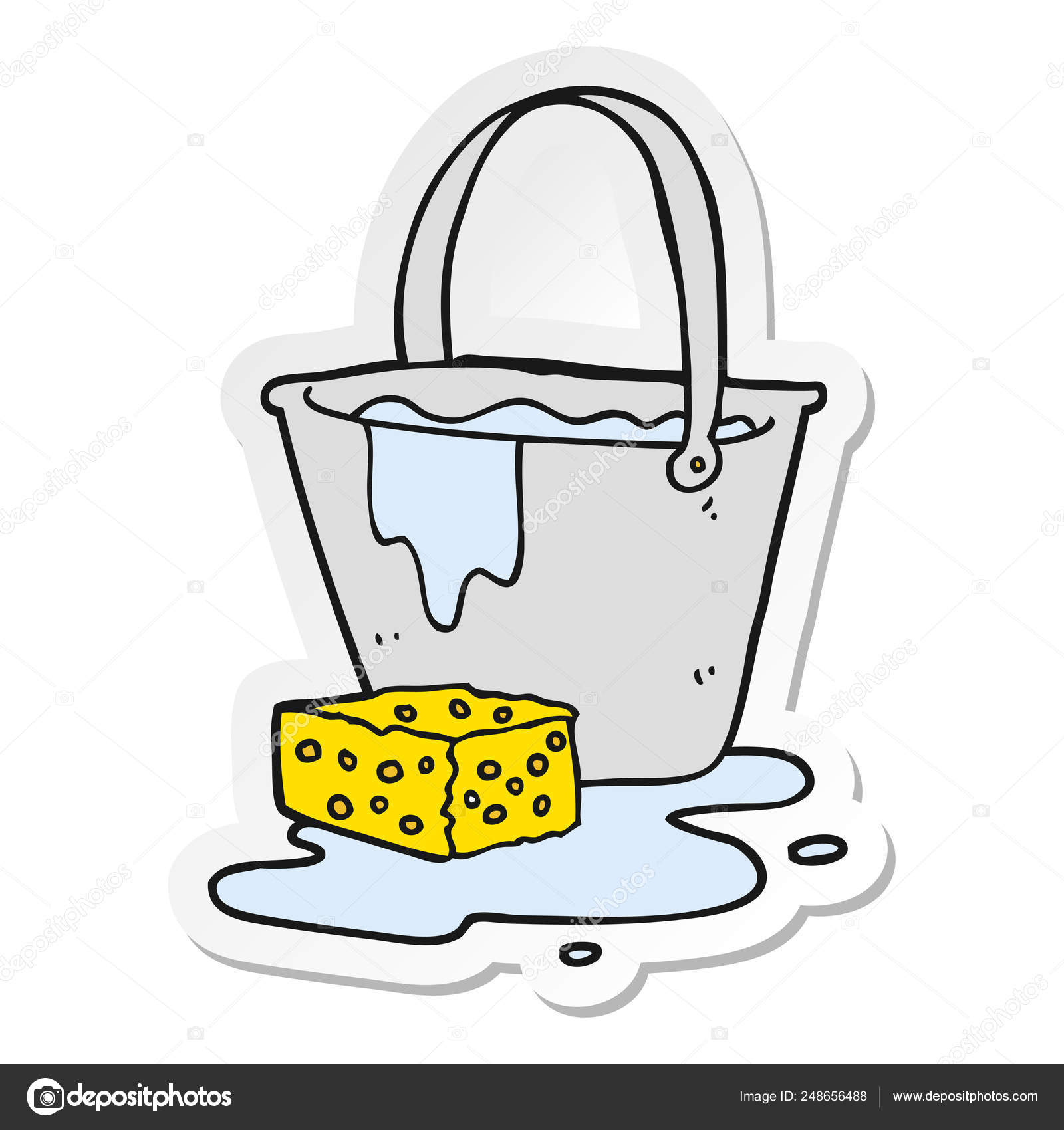 Sticker of a cartoon bucket of soapy water Stock Vector Image by  ©lineartestpilot #248656488