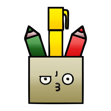 bir kalem tencere degrade gölgeli çizgi film