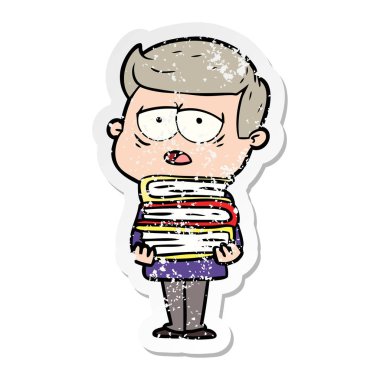 bir karikatür dostum yorgun sıkıntılı etiket