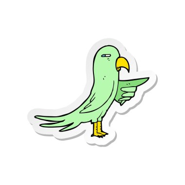 etiket bir karikatür papağan