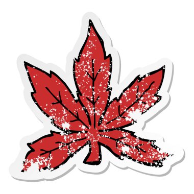 bir çizgi film marihuana yaprağı sıkıntılı etiket