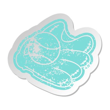 bir beyzbol ve eldiven sıkıntılı eski çizgi film etiketi