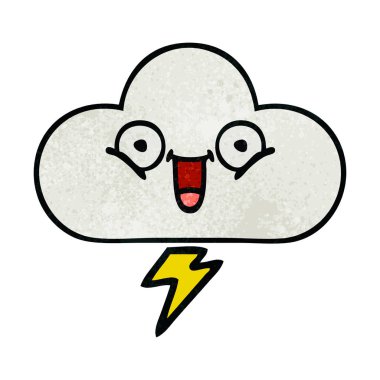Retro grunge doku karikatür bir gök gürültüsü bulut