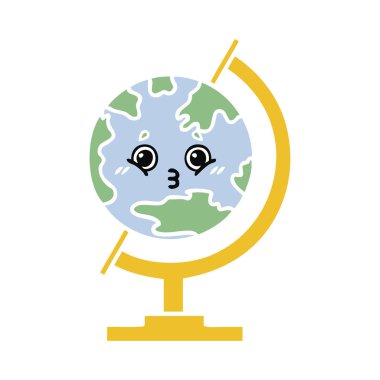 Dünya'nın düz renk retro karikatür Küre