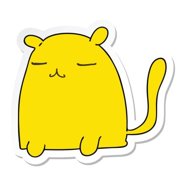 ilginç bir el etiket karikatür kedi çizilmiş