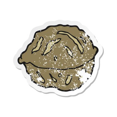 bir çizgi film ceviz kabuğundaki Retro sıkıntılı etiket