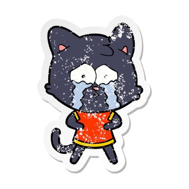bir çizgi film ağlayan kedi sıkıntılı etiket