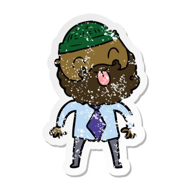 şapka ve gömlek ile sakal ile bir adamın sıkıntılı Sticker
