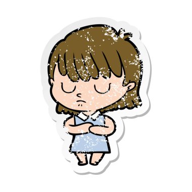 bir çizgi film kadının sıkıntılı etiket