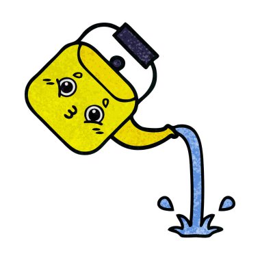 Retro grunge doku karikatür dökerek su ısıtıcısı