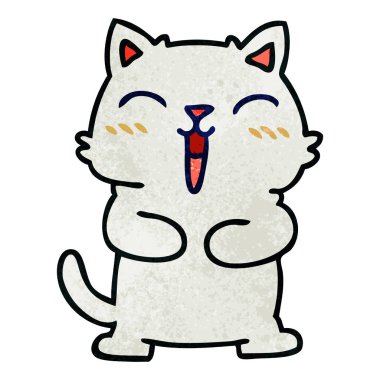 el çekilmiş ilginç karikatür kedi