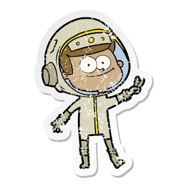 mutlu astronot karikatür sıkıntılı etiket