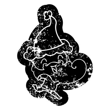 mutlu Noel Baba şapkası giyen adam sakallı