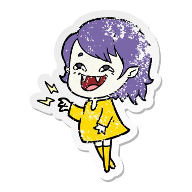 bir çizgi film gülen vampir kızın sıkıntılı etiket