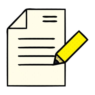 çizgi roman tarzı karikatür bir belgeye yazma