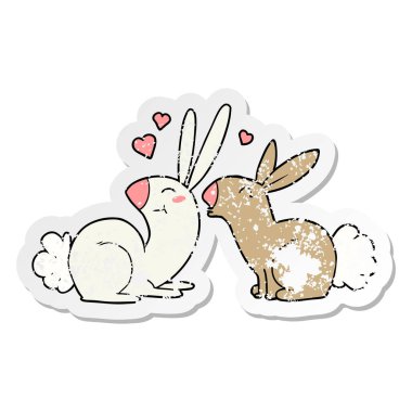 aşık bir karikatür tavşan sıkıntılı etiket