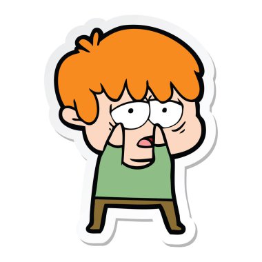 bir çizgi film yorgun çocuk etiket