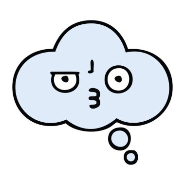 sevimli çizgi bir düşünce balonu