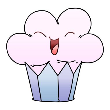 Degrade ilginç karikatür mutlu kek gölgeli