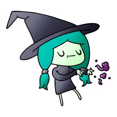 şirin kawaii cadı degrade çizgi film