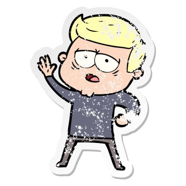 bir karikatür dostum yorgun sıkıntılı etiket