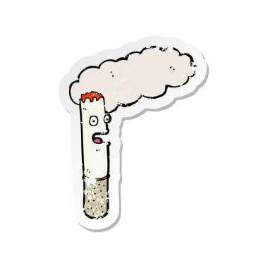 bir çizgi film sigara Retro sıkıntılı etiket