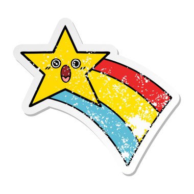 Gökkuşağı yıldız çekim bir sevimli çizgi sıkıntılı etiket