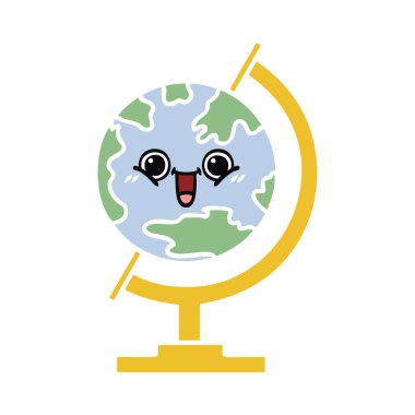 düz renk retro karikatür, bir de Dünya Dünya