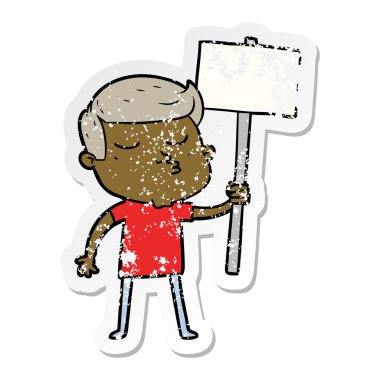 bir karikatür Model adam sıkıntılı Sticker işareti ile somurtarak