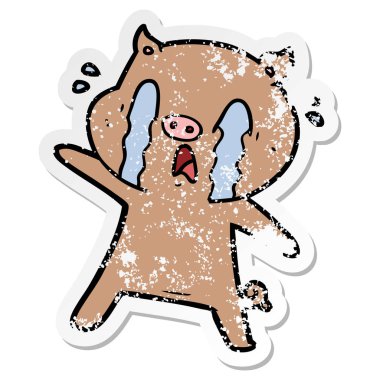 ağlayan bir domuz karikatür sıkıntılı etiket