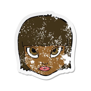 bir çizgi film kadın yüzü Retro sıkıntılı etiket