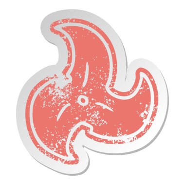 tek bir Ninja yıldız fırlatma sıkıntılı eski çizgi film etiketi